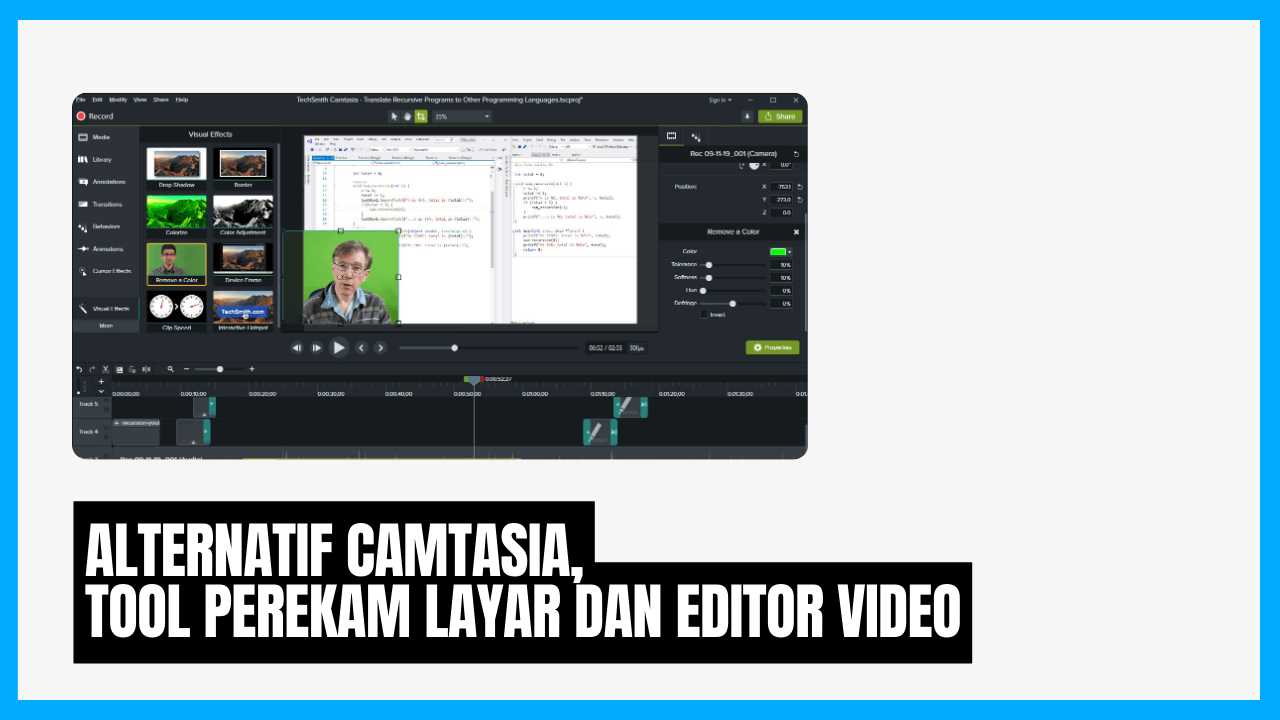 alternatif camtasia tool perekam layar dan editor video